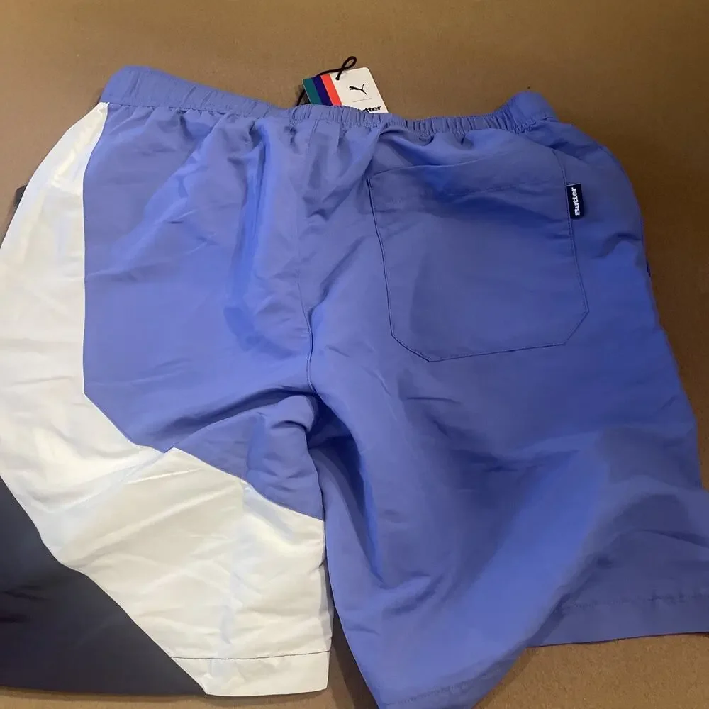 Puma x Butter Goods Mens Nylon Shorts Baja Blue White 532444-82 NEW Size Small